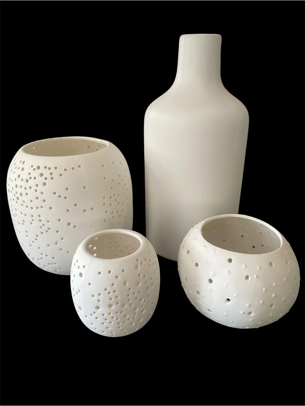 West Elm White Constellation Pierced Ceramic Candleholder- Votive